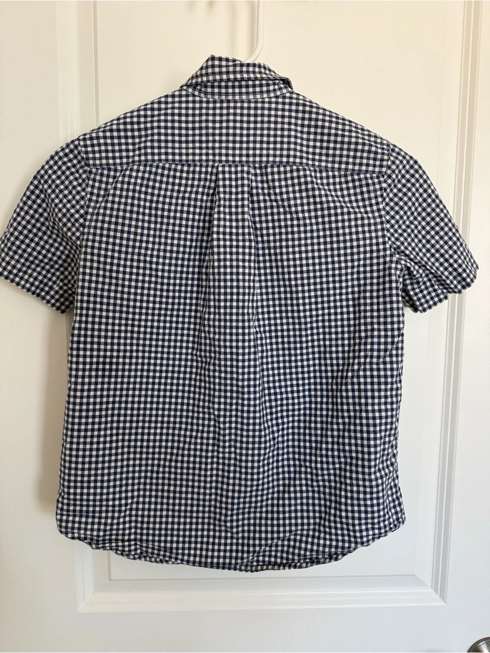 Ralph Lauren Boys Navy and White Gingham Short-Sleeve Button-Down Shirt